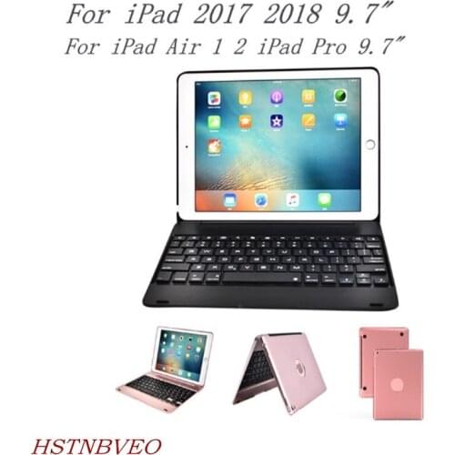 HSTNBVEO For iPad Air 1/ 2 iPad Pro 9.7 inch Wireless Bluetooth Keyboard Foldable Stand Holder Case For New iPad 2017 2018 9.7"