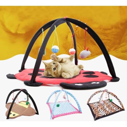 Cat Play Mat, Cat Tent Activity Center with Hang Cat Toys Balls Mice, Outdoor Bed Play Tent for Cat
