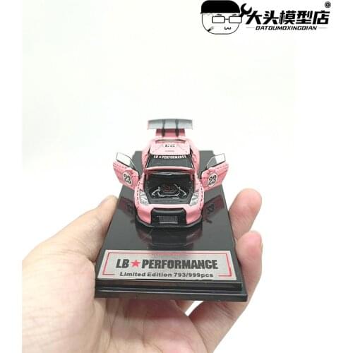 1 64 LB Works Gtr35 Pink Pig Ghosts Claw Models Model Car Alloy Car Furnishing Articles