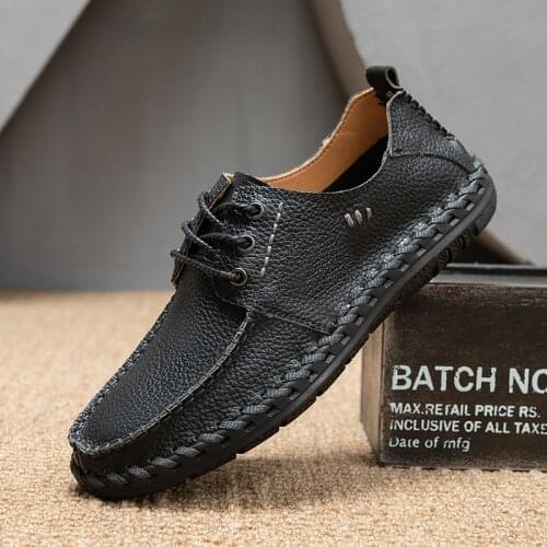 Summer Casual Slip-on Shoes Genuine Leather Men Sneakers Fashion Shoes Outdoor Walking Footwear Flats Brand Men Loafers