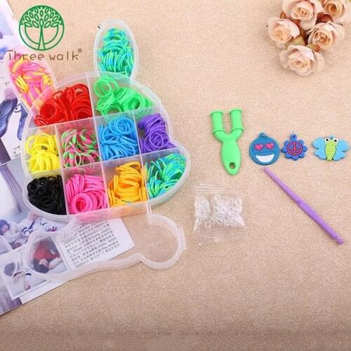 Cut Rabbit Gums For Bracelets Colorful Pendant Loom Bands Box DIY Kit Set Silicone Rubber Bands to Weave Charms Bracelet