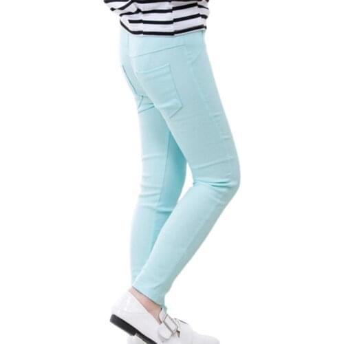 Summer Girls Pants Candy Color Slim Bottoms Girls High Elasticity Tight Pants Solid Color Tight High Elasticity Kids Pants 2021