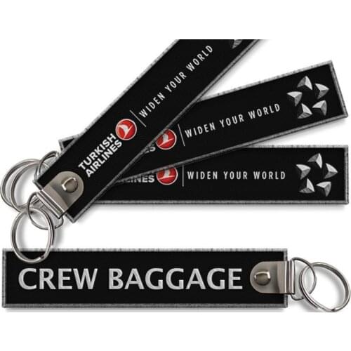 Turkish Airlines Logo Widen Your World Crew Baggage Fabric Embroidery Keychain