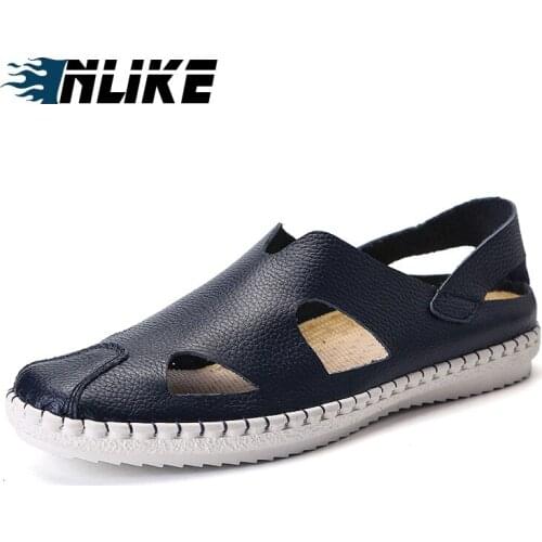 Big Size Roman Genuine Leather Men Sandals Summer Cow Leather for Beach Male Shoes