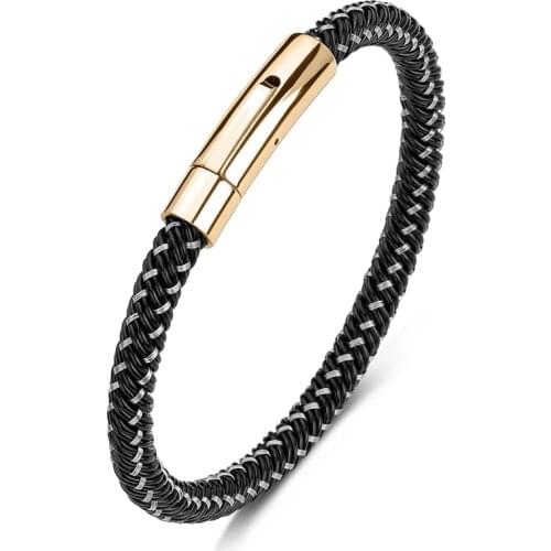 Wire Rope Handmade Braided Bracelet for Men Women Simple Party Jewelry Stainless Steel Fashion Bangles Weave Wristband Gift P609