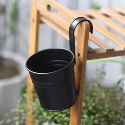 Hanging Flower Pot Sturdy Minimalist Style Iron Exquisite Metal Bucket Hanging Flower Tub Garden Pots Balcony Garden Supplies