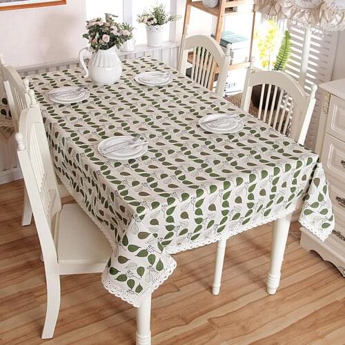 Leaves Style Rectangle Polyester Cotton Table Cloth Pastoral Kitchen Tablecloth Decorative Elegant Fabric Table Cover