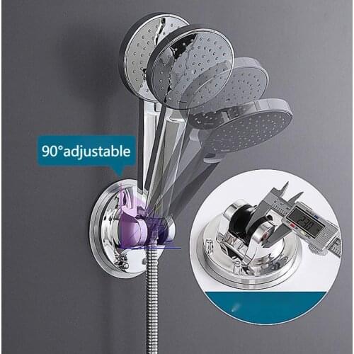 Adjustable Arm Bathroom Shower Head Holder Self-adhesive Handheld Showerhead Punch-free Bathroom Accessories Wall Bracket
