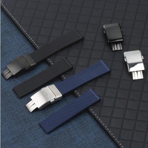 Watchband Silicone Rubber Black Dark Blue 22mm 24mm Bracelet For Navitimer/Avenger/Breitling Strap Superocean Watch Band Tools