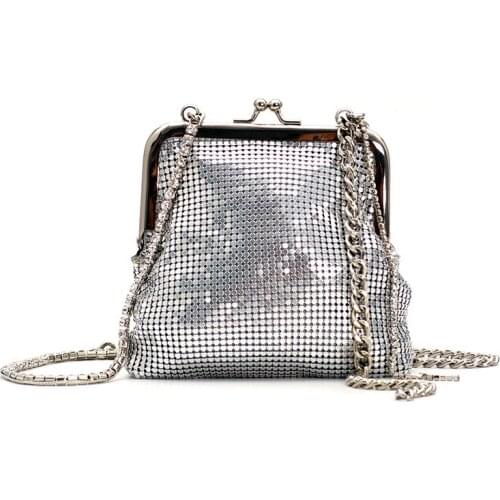 Luxury Chain Sequins Clip Bags for Women Shoulder Bag Designer Kisslock Bag Shell Womens Crossbody Bags Female Small Purse New