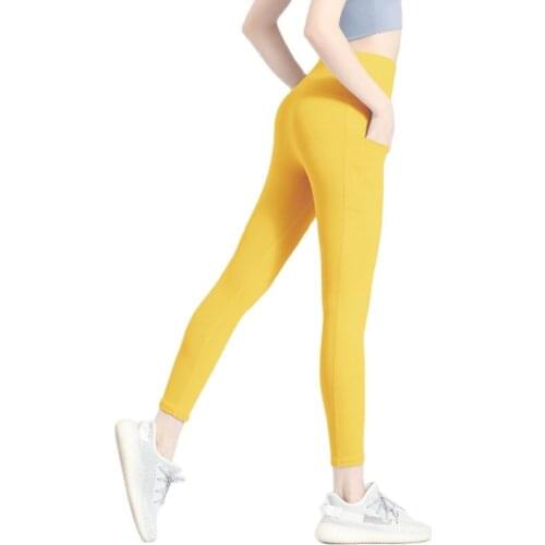 Nude Yoga Pants Fitness Sports Running Seamless High Waist Hip Pocket Stretch Peach Comfortable Leggings