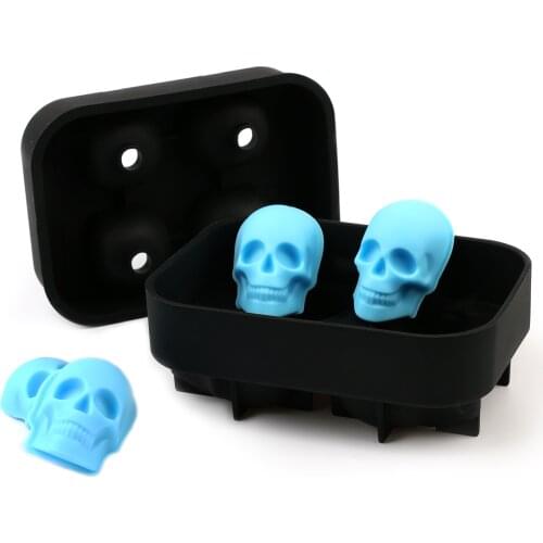 Ice Cube Maker Skull Shape Chocolate Mould Tray Ice Cream DIY Tool Whiskey Wine Cocktail Ice Cube 3D Silicone Mold