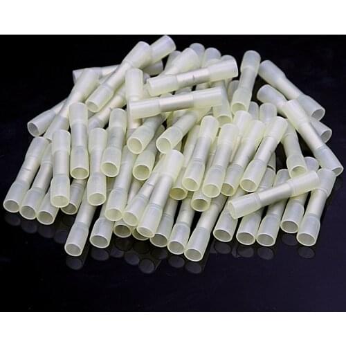 100/50/20PCS 12-10AWG Heat Shrink Butt Wire Connectors Waterproof Electrical Wire Splice Connector Cable Crimp Terminals Yellow