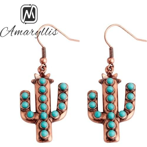 Amaiyllis Vintage Beads Statement Plant Dangle Earrings For Women Ethnic Cactus Pendant Collection Drop Earrings Brincos Mujer