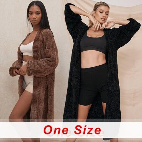 2021 Knit Cardigan Women Sweater Long Sleeve Plush Outerwear Ladies Loose Fashion Solid Casual Oversized Long Cardigan Sweater