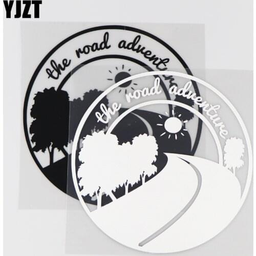 YJZT 14×14CM The Road Adventure Vinyl Decal Car Sticker Word Decor Cartoon Pattern Black/Silver 4C-0227