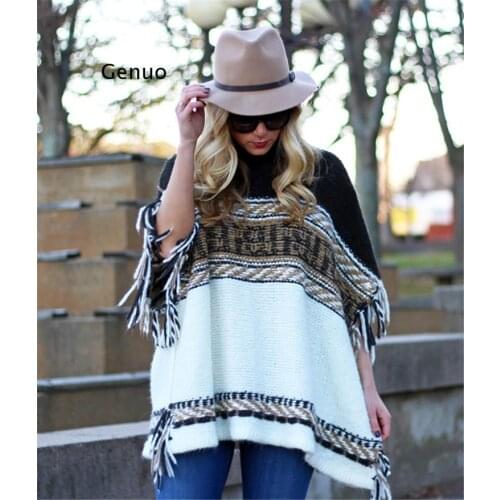 Temperament Tassel Wool Sweater For Women Knitwear Thick Needle Pattern Pure Color Loose Sweater Fall Winter Women Clothing