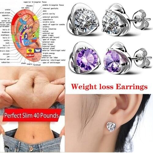 1 Pair Magnetic Slimming Earrings Weight loss Body Relaxation Massage Slim Ear Studs Patch Health Jewelry Girls Women Best Gift