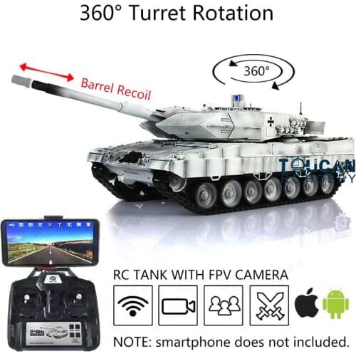 2.4G Henglong 1/16 TK7.0 Upgrade FPV Leopard2A6 RC Tank 3889 360° Barrel Recoil TH17637