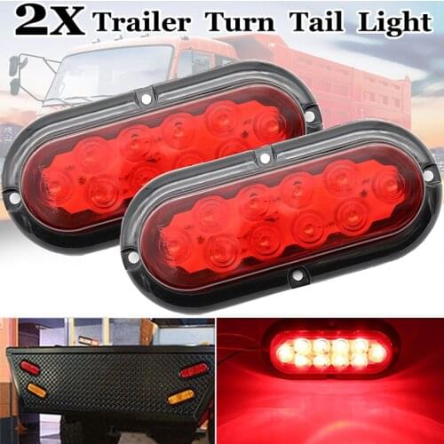 2pcs 12V Universal 10LED Red Trailer Truck Caravan Taillight Tail Rear Light Turn Signal Brake Stop Lamp Car Pickup Warning