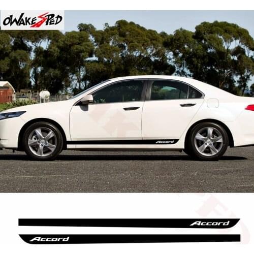 2PCS Carbon Fiber DIY Vinyl Decals Car Body Both Side Skirt Decor Stickers For Honda-Accord 2007-2011 Auto Door Sport Decals