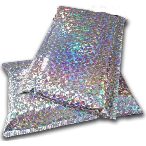 20pcs Color Laser Film Bubble Envelope Bag Clothing Colorful Aluminum Foil Film Shockproof Bag Waterproof Bubble Express Bags