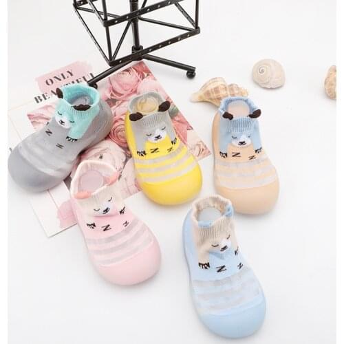 2021 Summer Baby Toddler Ice Silk socks Net Shoes Non-Slip Anti-Off Foot Short Floor Knitted First Walker 5Size 0324 KeDing