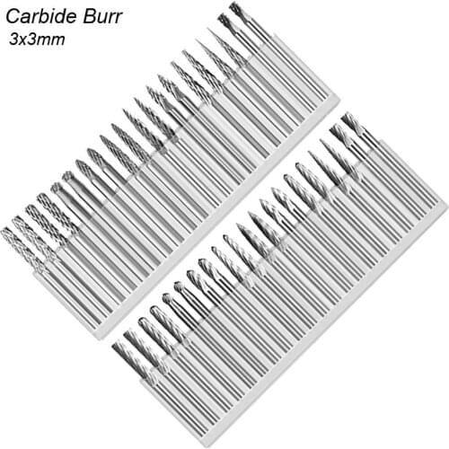 3mm Shank Tungsten Carbide Burr 1/8" Carving Engrave Rotary Rasp File Diamond Grinding Steel Wood Metal Working Milling Cutter