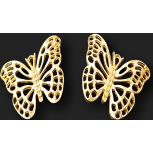6pcs Gold Plated Hollow Butterfly Pendant Retro Necklace Earrings Metal Accessories DIY Charms for Jewelry Crafts Making A2398