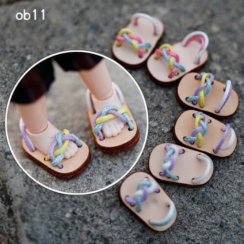 D03-P112 children handmade toy 1/12 ob11 GCS BJD.SD Doll Accessories doll shoes Handmade leather sandals 1pair