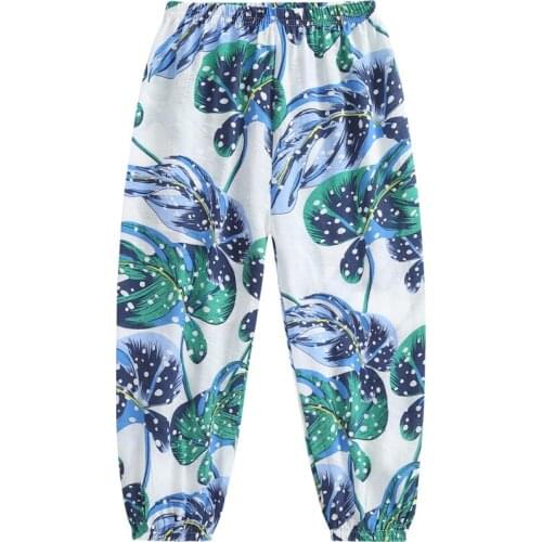Children Mosquito Pants Pure Cotton Thin Trousers Summer Kids Baby Comfortable Trousers Girl Bloomers with Flowers Fashion