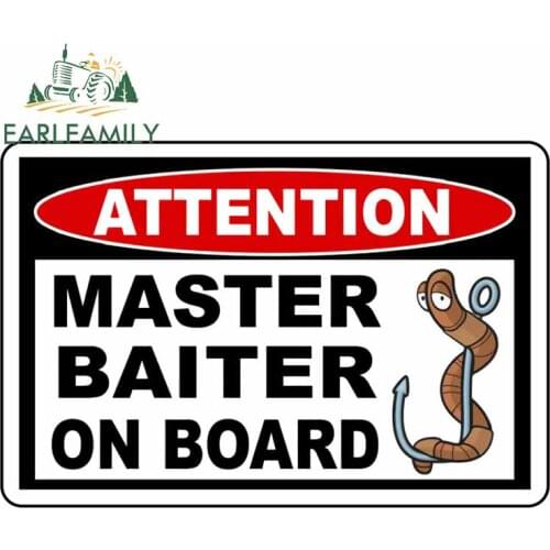 EARLFAMILY 13cm x 8.8cm For Attention Master Baiter Car Stickers Boat Accessor Decal Scratch-Proof Sticker Decoration