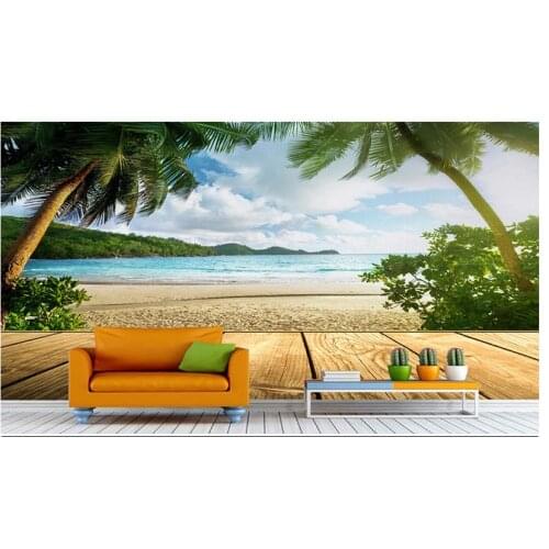 Customized 3D wallpaper 3d wall murals The sea coconut trees background wall wallpaper