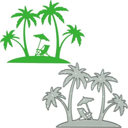 Coconut Tree Island Beach Pattern Metal Cutting Dies Scrapbooking Paper Cutter For Tourism Photo Album Decorating Craft