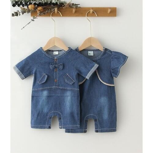 Short Sleeve Baby Body Overalls Newborn Infant Boys Girls Clothing Summer Baby Summer Clothes Soft Denim Baby Boys Girl Rompers