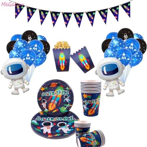 Outer Space Planet Party Tableware Kids Birthday Party Decoration Disposable Paper Plate Cup Astronaut Theme Party Supplies