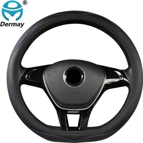 DERMAY D Shape Car Steering Wheel Cover PU Leather Non-slip for Hyundai Ioniq 2016 2017 2018 2019 2020 Auto Interior Accessorie