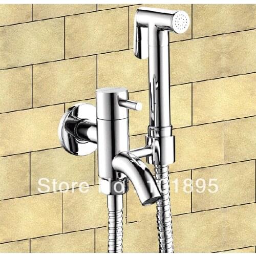 L16275 - Luxury Wall Mounted Chrome Color Half Inch Brass Bibcock with Spray Head