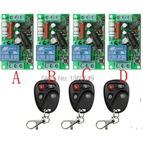 Hot Sales New 220V 1CH 10A Wireless Remote Control Switch System teleswitch 4*Receiver and3*Transmitter Applicance Garage Door