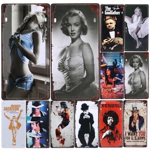 Movie Star Retro Metal Plaque Singer Michael Jackson Metal Sign Pretty Girl Art Poster Home Decor Garage Bar Club Wall Sticker