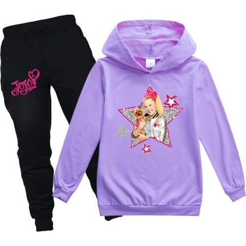 Fashion Girls Spring Outfits Sets jojo siwa Cartoon Hoodie Kids 2pcs Clothing Hoodies Clothes Boys Cotton Costume T Shirt suit