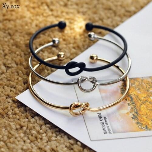 Fashion Women Knot Silver Gold Black Cuff Charm Bangle Bracelet Jewelry Gift