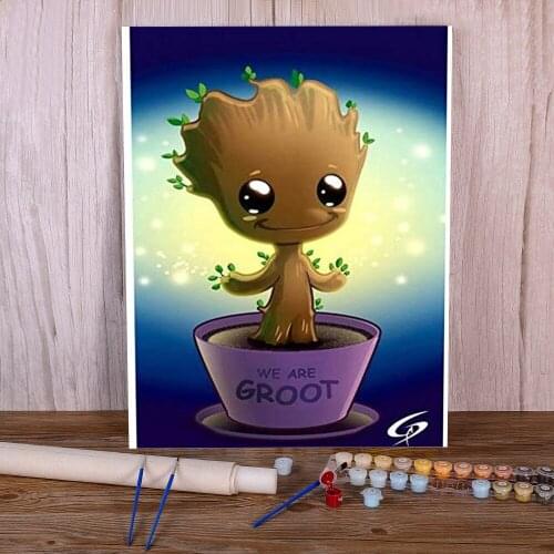 Groot Paint By Numbers Complete Kit Oil Paints 50*70 Paiting By Numbers Wall Paintings Kids Wall Art Wholesale Drawing