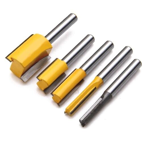 5pcs 1/4'' Shank Alloy Router Bit Set Straight & Dado Router Bit Milling Cutter Bit Set For Woodworking Slotting Edge Trimming