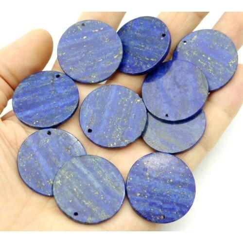 Natural Stone Quartz Crystal Turquoises tiger eye labradorite lapis Pendant Round Shaped for diy jewelry making necklace10pcs A1