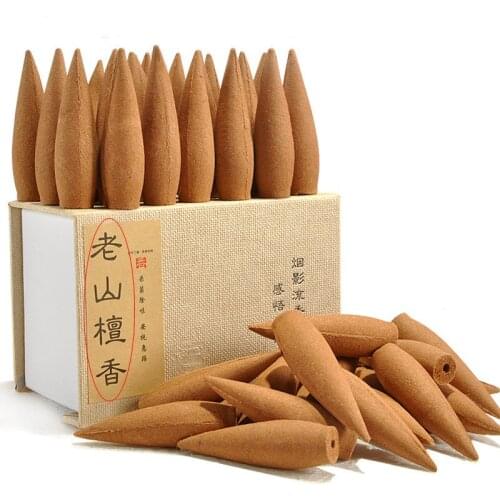 Oversized 30 Minutes Smoke Backflow Tower Incense Cones 22 Pcs Gift Hardcover Sandalwood Incense With Holder Ceramic Burner