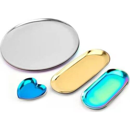 Stainless Steel Towel Tray Storage Tray Fruit Trays Cosmetics Jewelry Organizer Heart Shape Ring Holder Decor Tray Dining Plate