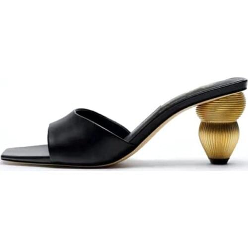 New Summer Square toe Sandals Women Metal Chunky High Heel Sandals 2021 Fashion Design Sexy Outdoor Casual Shoes Women