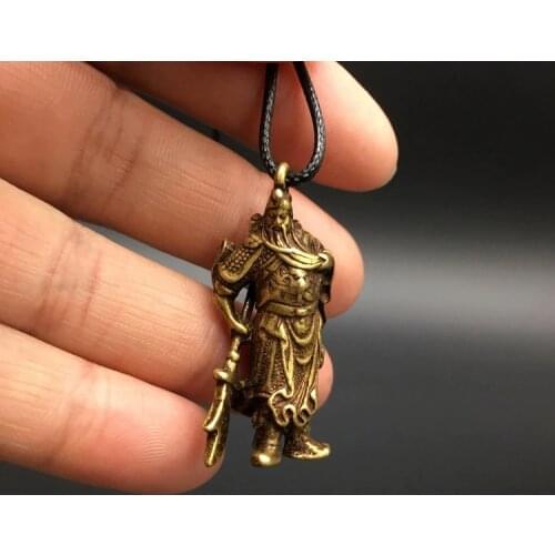 Collectable Chinese Brass Carved Guan Gong Guan Yu Mammon Sabre Exquisite Small Statues