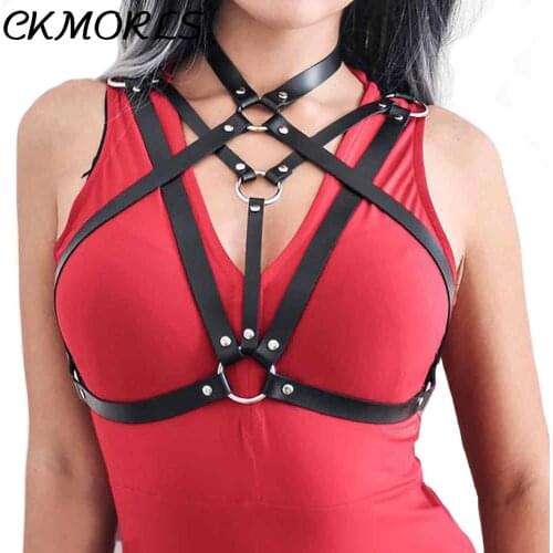 CKMORLS Sexy Women Leather Harness Belts Underwear Gothic Punk Bustier Corset Harajuku Body Bondage Waist Strap Suspenders Dress